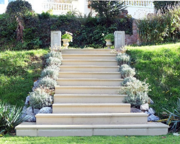 Flight of cast stone steps