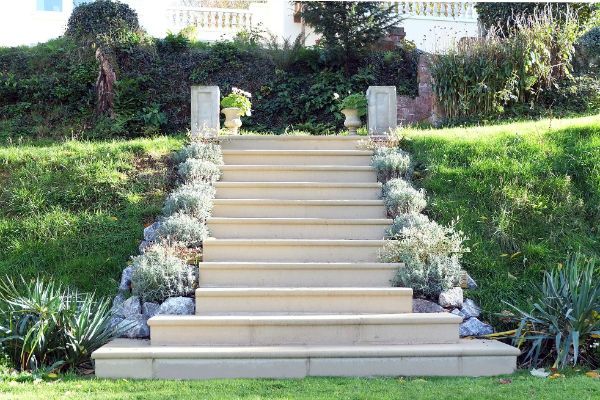 Flight of cast stone steps