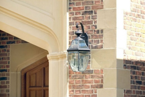 Cast stone with lamp